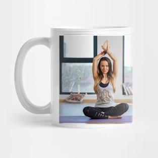 Woman in various yoga postures Mug